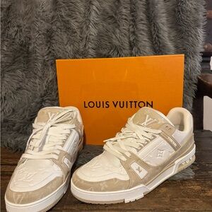 Louis Vuitton LV Trainer - Tan and White Monogram Sneakers